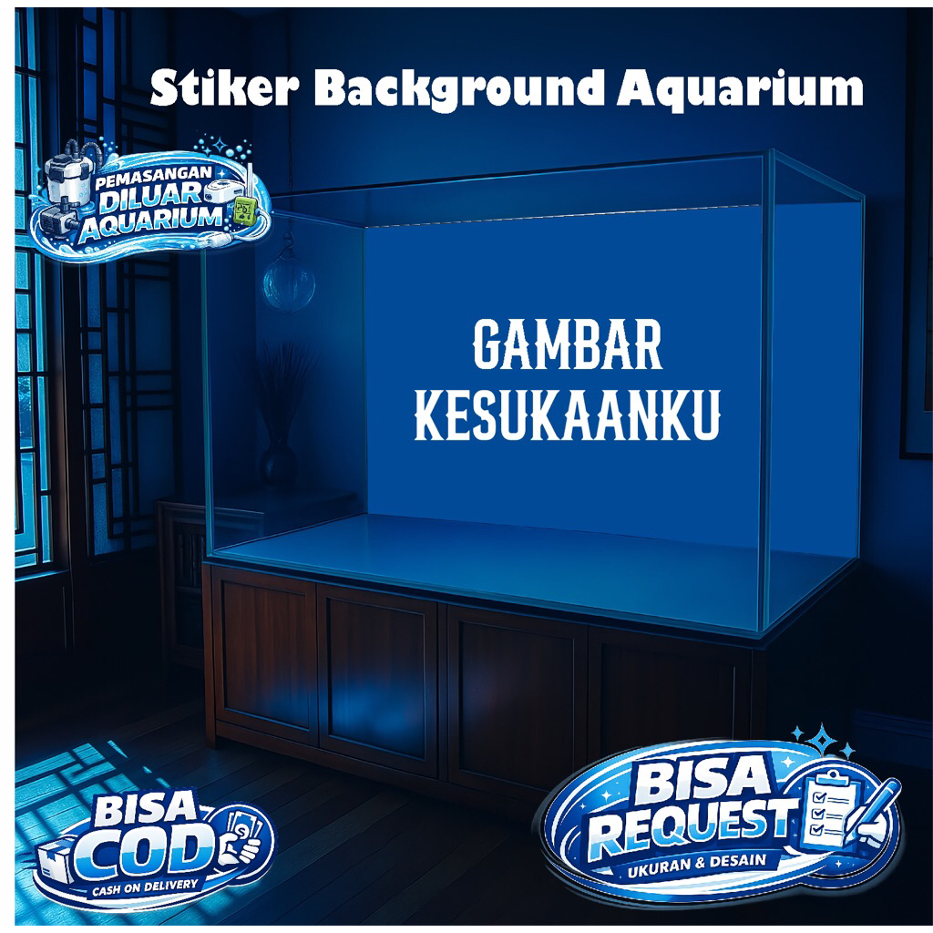 Stiker Walpaper Skotlet Background Aquarium Premium Bahan Vinyl Ditempel Diluar Aquarium Motif HD wa