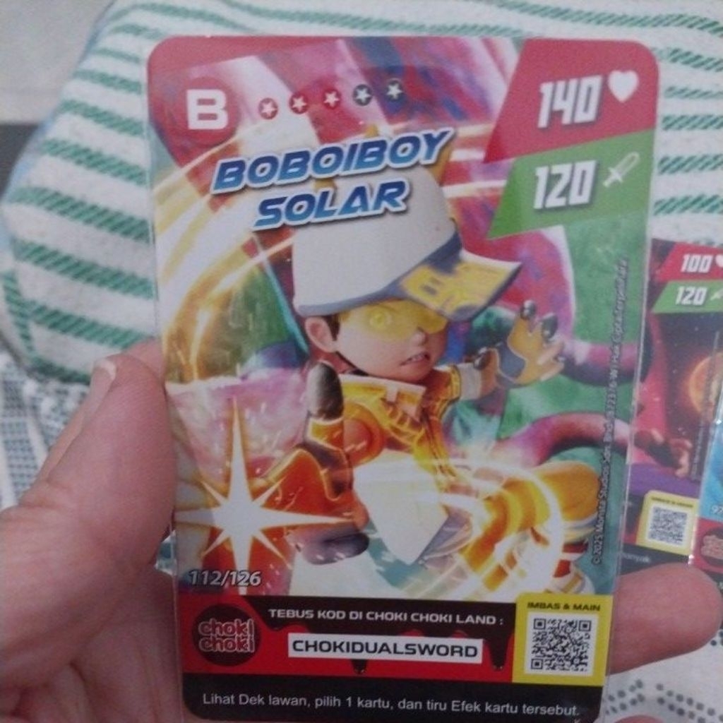 kartu B BOBOIBOY SOLAR / BOBOIBOY TAUFAN / BOBOIBOY BLAZE / BOBOIBOY HALILINTAR / BOBOIBOY AIS ori c