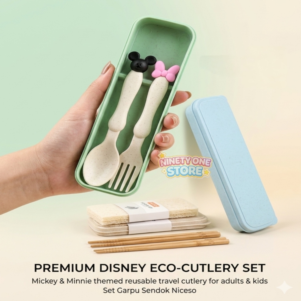 SENDOK GARPU MAKAN / SENDOK BEKAL / SPOON SET MICKEY / SENDOK GARPU SET PLASTIK / SENDOK SET BEKAL /