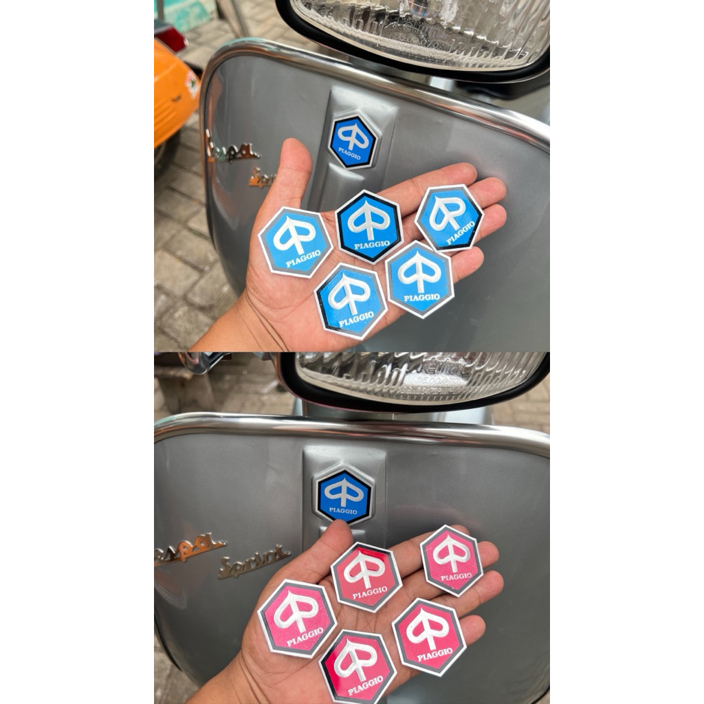 Emblem emblim logo hidung vespa super sprint chung bagus aluminim original