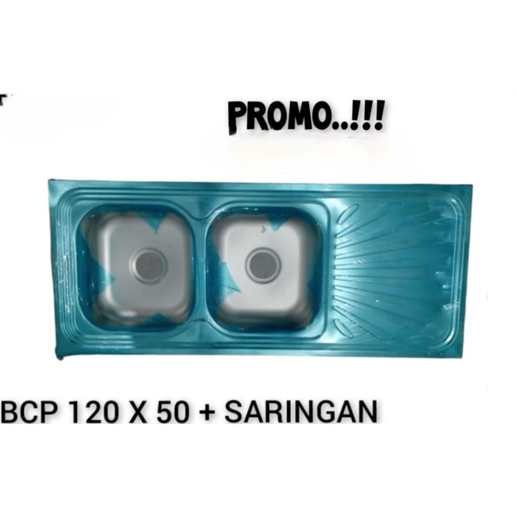 Bak Cuci Piring BCP 2 lubang + meja 120cm / wastafel dapur kitchen sink westafel cuci piring double