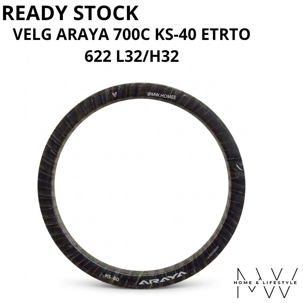 Rim Velg Araya KS40 700C 32H Stell /Rim Velg 700c Araya KS40 Black Sepasang / RIMS 700C ARAYA KS-40 