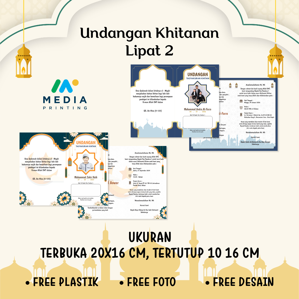 UNDANGAN KHITANAN LIPAT 2 (FREE DESAIN + PLASTIK + FOTO + DENAH) TURUT MENGUNDANG