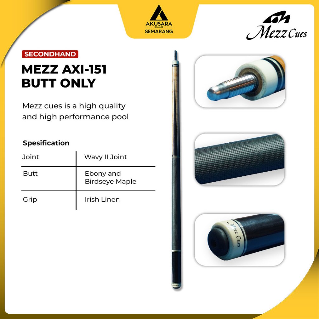 Stik Billiard Butt Only Mezz Axi-151 Grip Linen Cue Billiards - Second