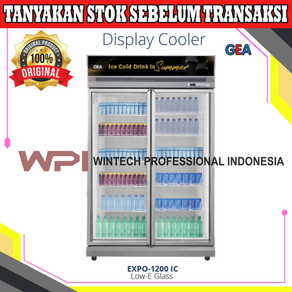 Gea EXPO-1200 IC Display Cooler 1195 L / Showcase 2 Pintu / Chiller / Lemari Pendingin Kapasitas 10 