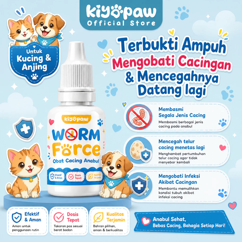 KIYOPAW Obat Cacing Kucing Ampuh Membasmi Cacing Obat Pencegah Cacing Kucing WORMFORCE