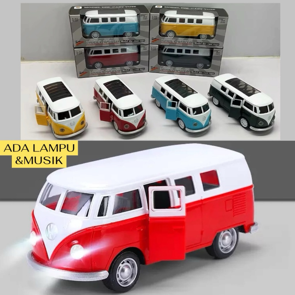 ADA LAMPU & MUSIK Mobil Diecast VW COMBI MINATUR MOBIL BUS VOLKASWAGEN ALLOY CAR