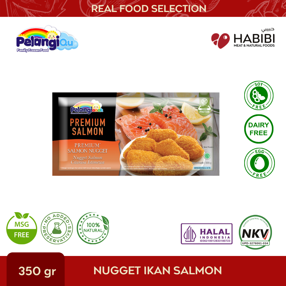PELANGI - Nugget Ikan Salmon Dairy Free, Egg Free, Halal Non MSG & Non Pengawet