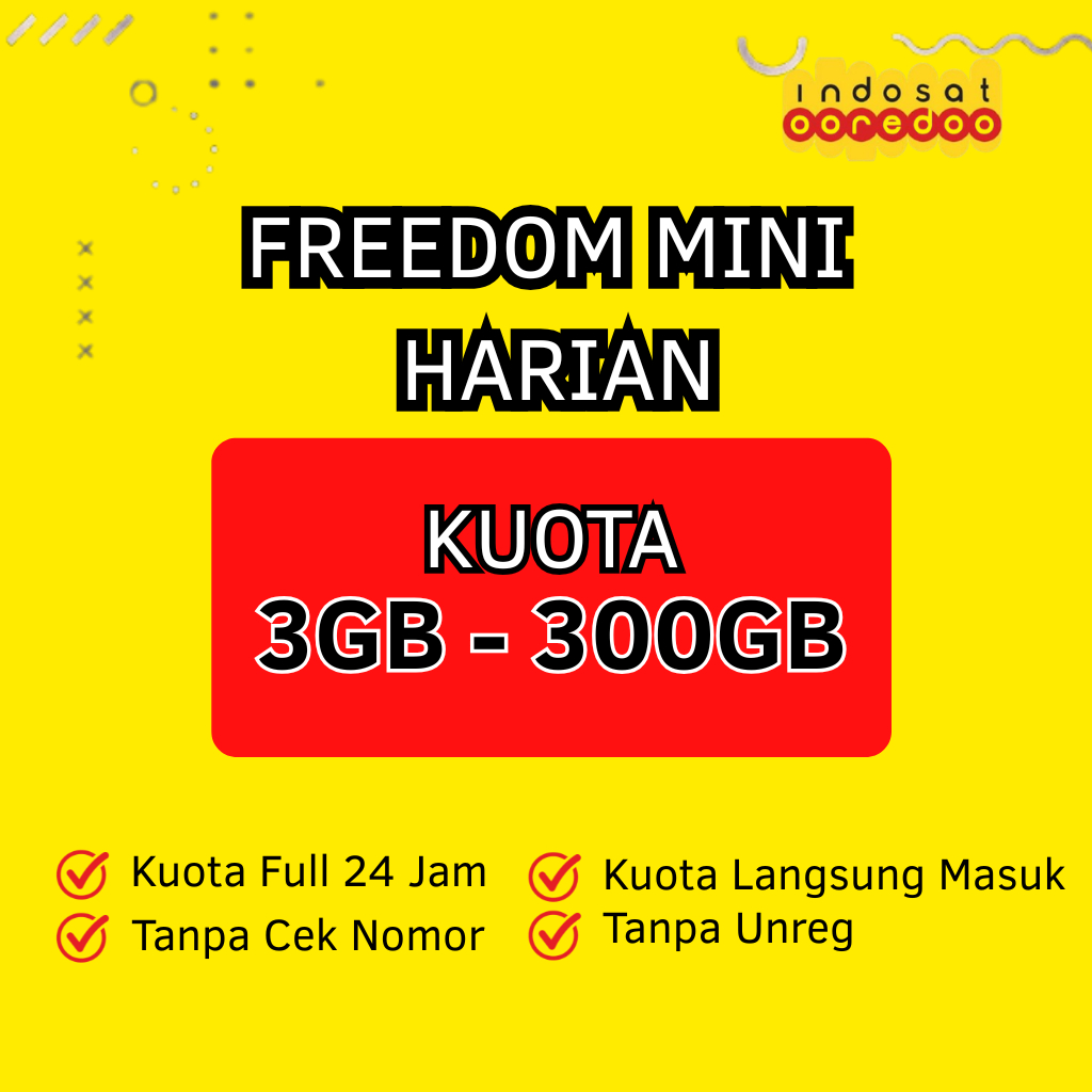 Kuota Indosat Harian Mingguan | Yellow paket data indosat Freedom Internet 24jam IM3