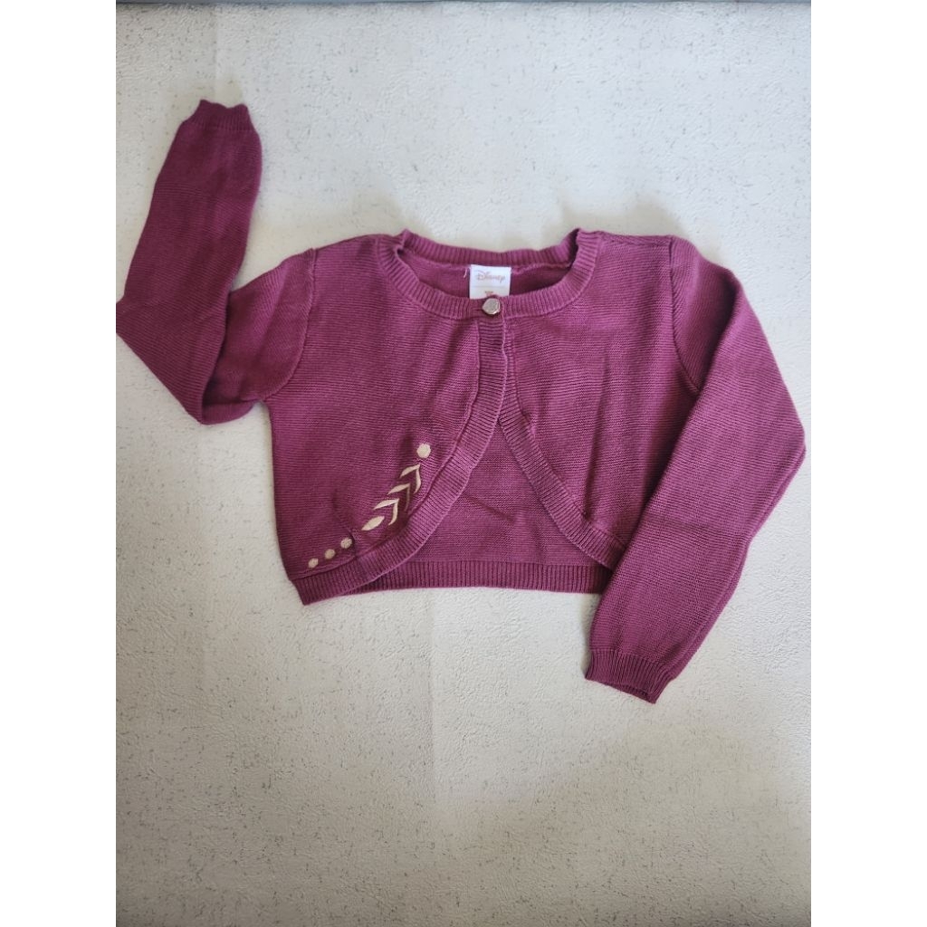 Tiny Button Disney Anna Frozen Crop Cardigan Burgundy