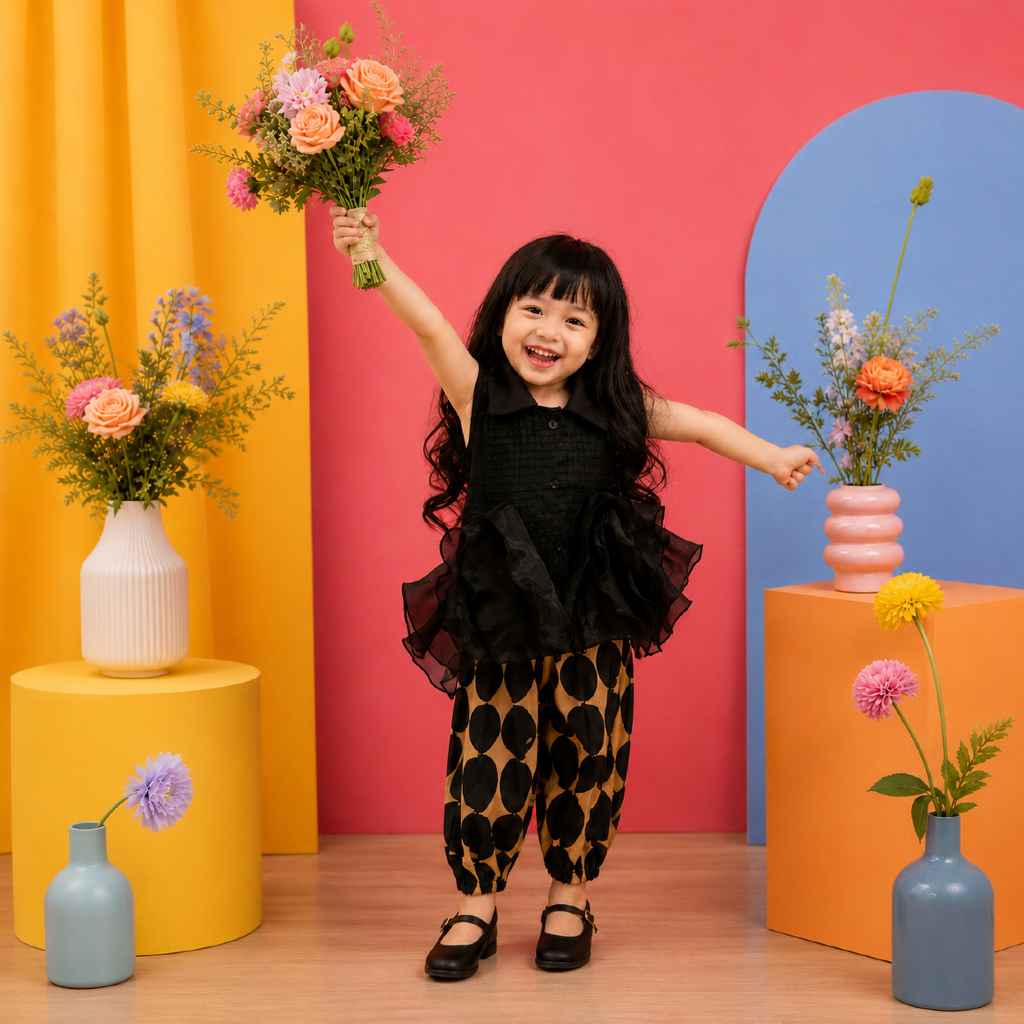 Baju Anak Cewek | Atasan Anak Premium Detail Ruffle | Baju Premium ala Korea Style