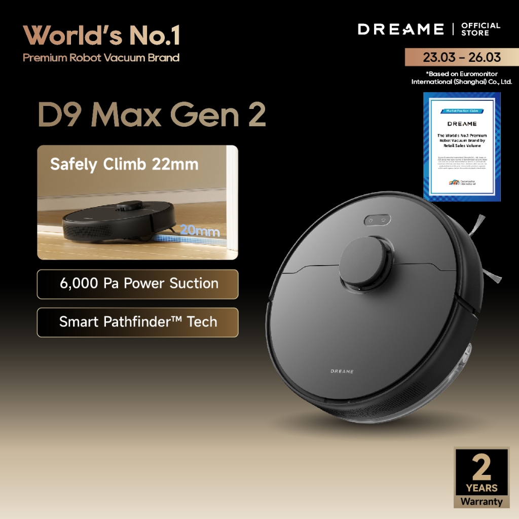 [World's No.1 Premium Robot Vacuum] Dreame D9 Max Gen 2 Robot Vacuum Cleaner and Mop | 6,000Pa Sucti