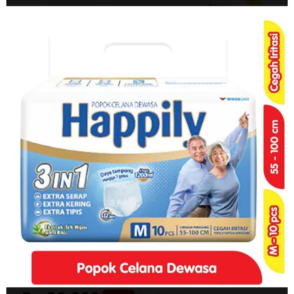 Happily Popok Celana Dewasa M 10 Pcs - Popok Dewasa Ukuran M