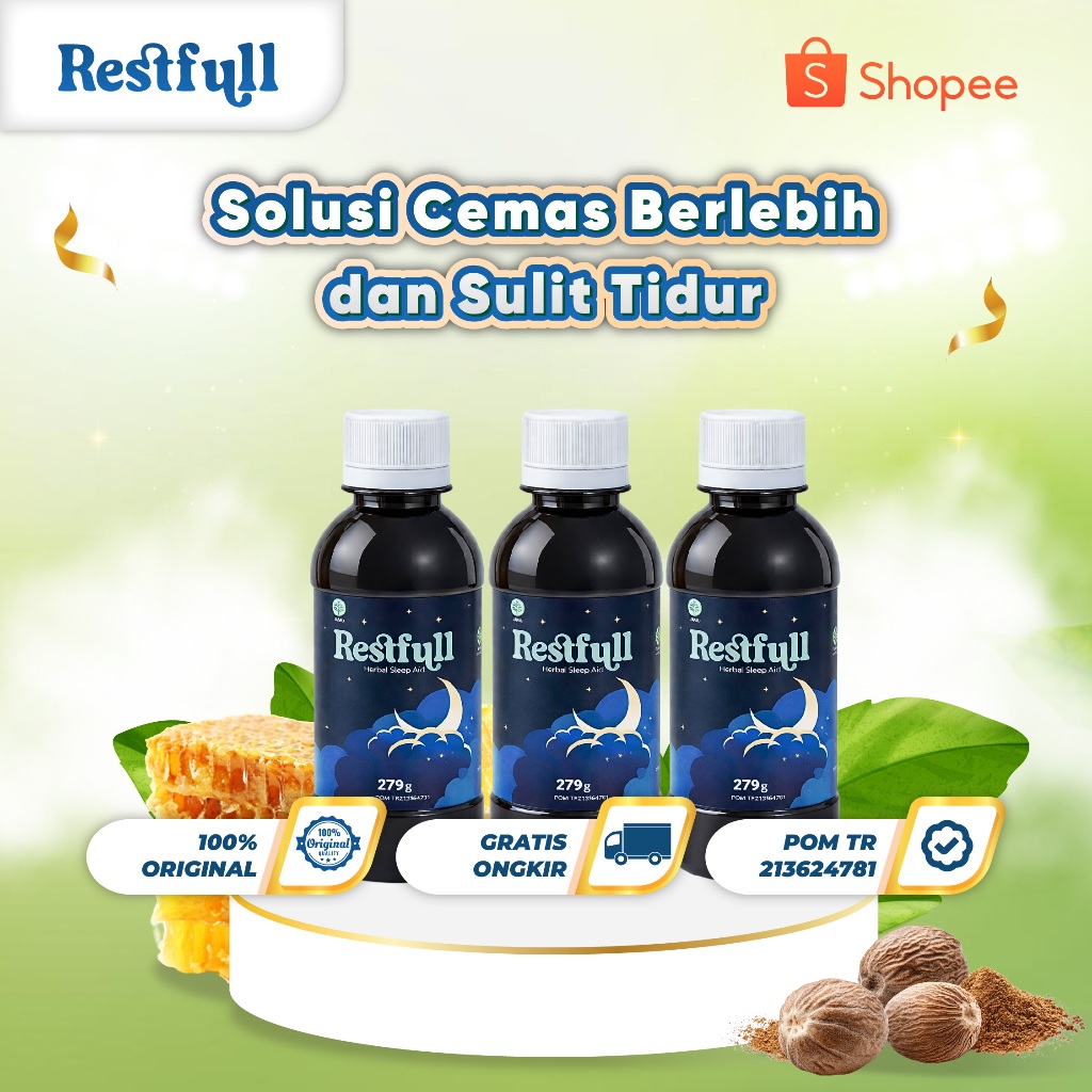 Solusi Atasi Cemas Berlebih Saat Malam Hari - 3 Botol Restfull Anxiety - Ekstrak Akar Valerian, Ekst