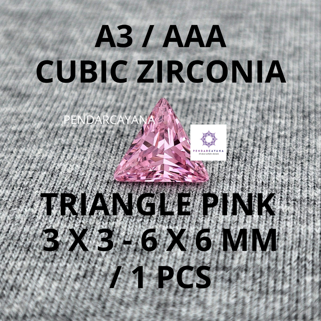 CUBIC ZIRCONIA A3 / AAA 3X3 - 6X6 MM TRIANGLE PINK / 1 PCS