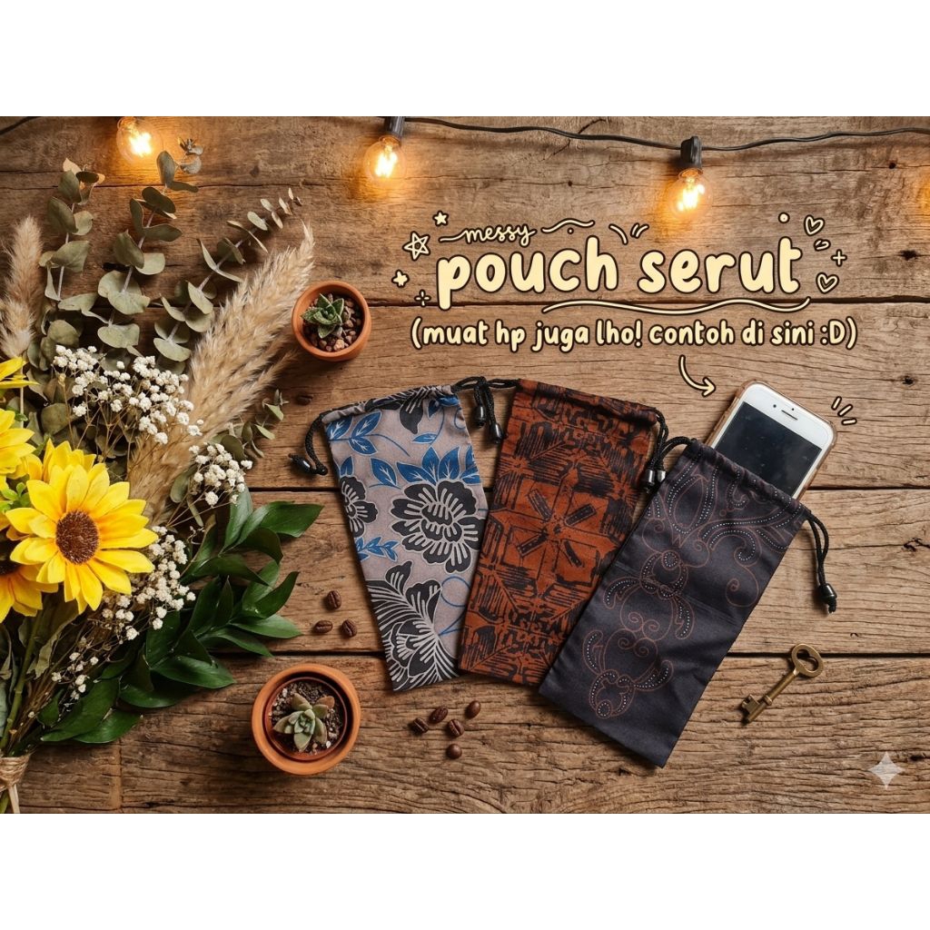 [Pilih motif] Pouch Serut Kain Batik Dompet Souvenir Dompet Serut