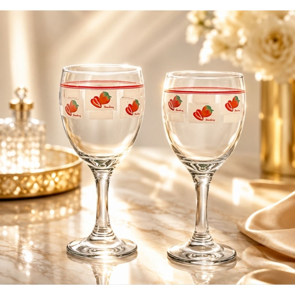 GELAS KACA KAKI TINGGI GELAS MINUM CANTIK cangkir lebaran tamu imlek