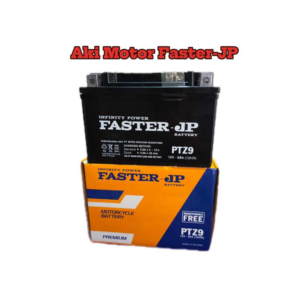 Aki Motor PTZ9 Faster JP 12V 9Ah Suzuki bandit 400cc 600cc gsx R 400 Kering CCA Tinggi Siap Pakai