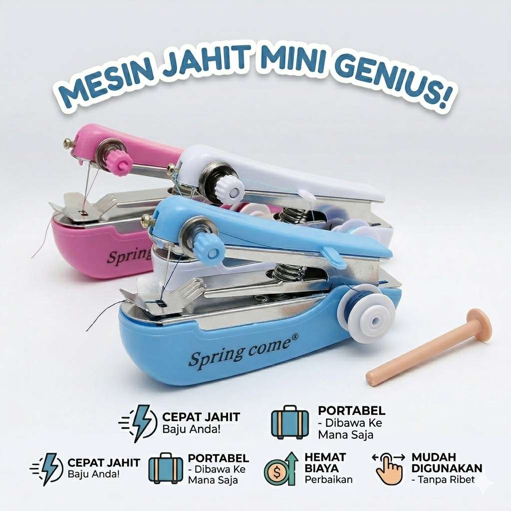 [ SUPER ] Mesin Jahit Portable Mini Tangan Spring Come Model Staples / Mesin Jahit Tangan / Alat Jah
