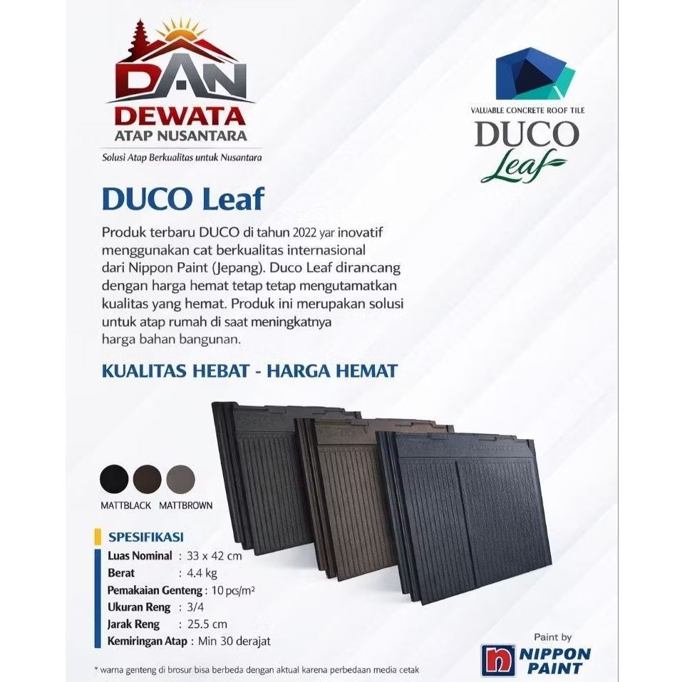 genteng beton duco leaf paket 500 biji