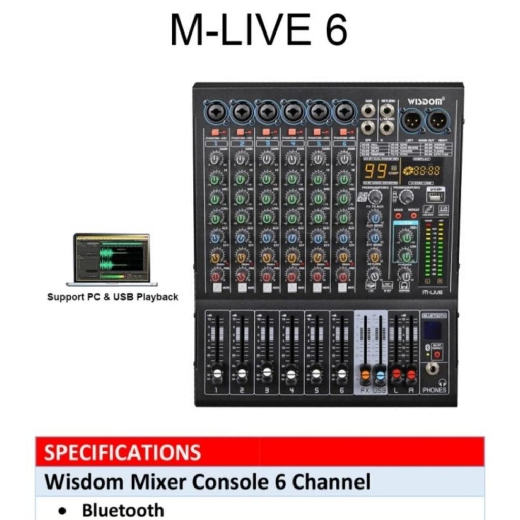 Mixer Audio Wisdom Mlive6 Mlive 6 M Live 6 6channel Original