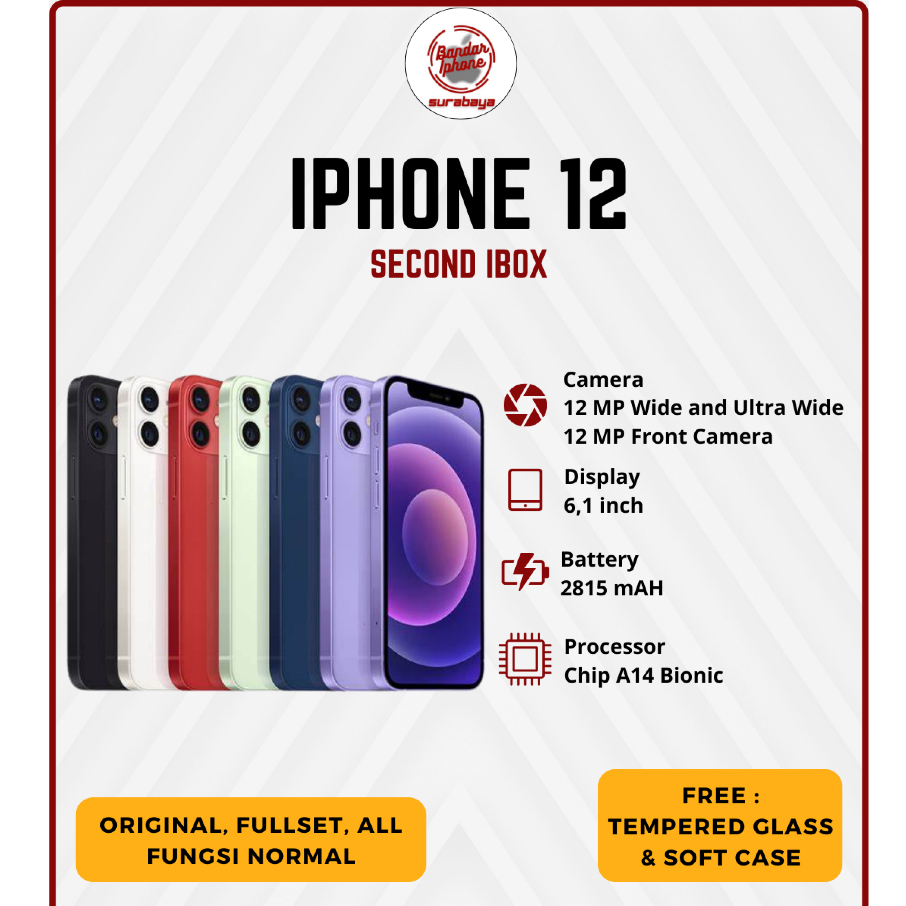 iPhone 12 64GB/128GB/256GB Fullset Second iBox Bergaransi