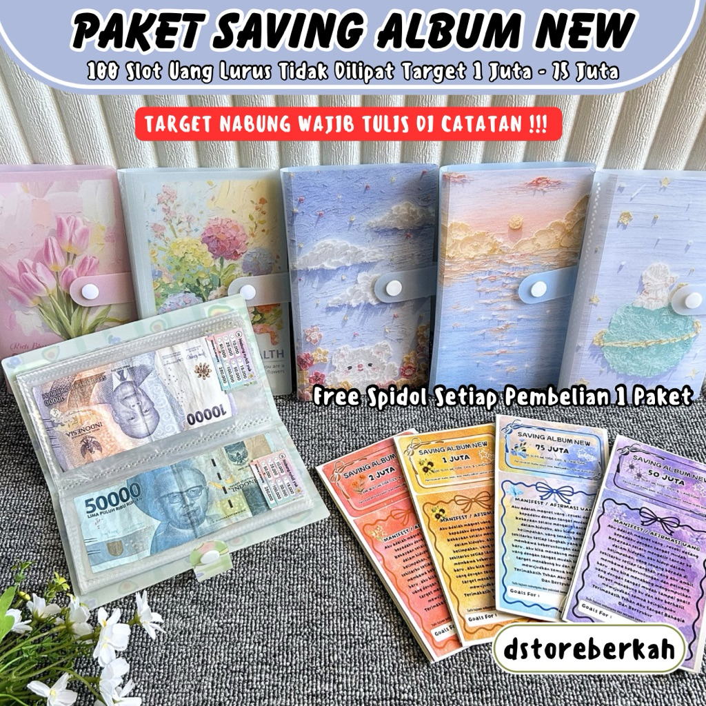 [New Uang Lurus ] Paket Saving Album Uang Lurus Tidak Dilipat Target 1 Juta - 60 Juta / Dompet