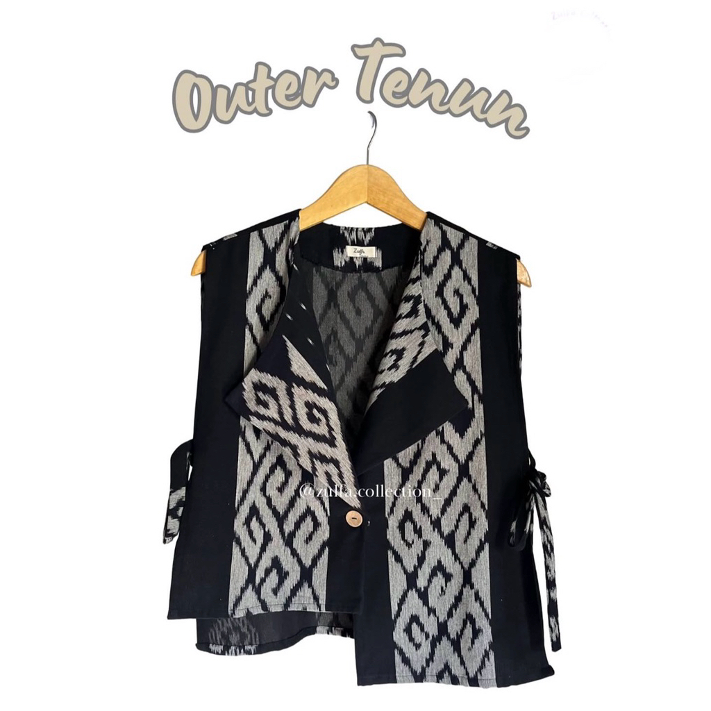 outer batik tenun wanita, vest tenun batik wanita, outer baju kerja batik tenun