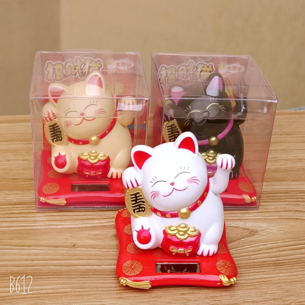 SVX Kucing Maneki Neko Keberuntungan / Patung Kucing Feng Shui Tangan Bergerak / Kucing Neko Pajanga