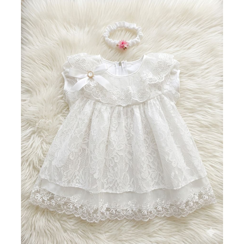 Gaun bayi perempuan putih set,dress bayi putih,gaun aqiqah newbornGAMIS MEWAH AQIQAH/PURE WHITE,BAJU