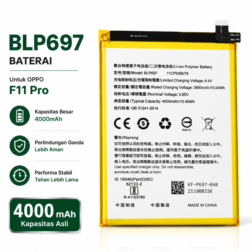 Baterai HP BLP697 Batre untuk Oppo F11 Pro Original Battery Garansi 1 Tahun