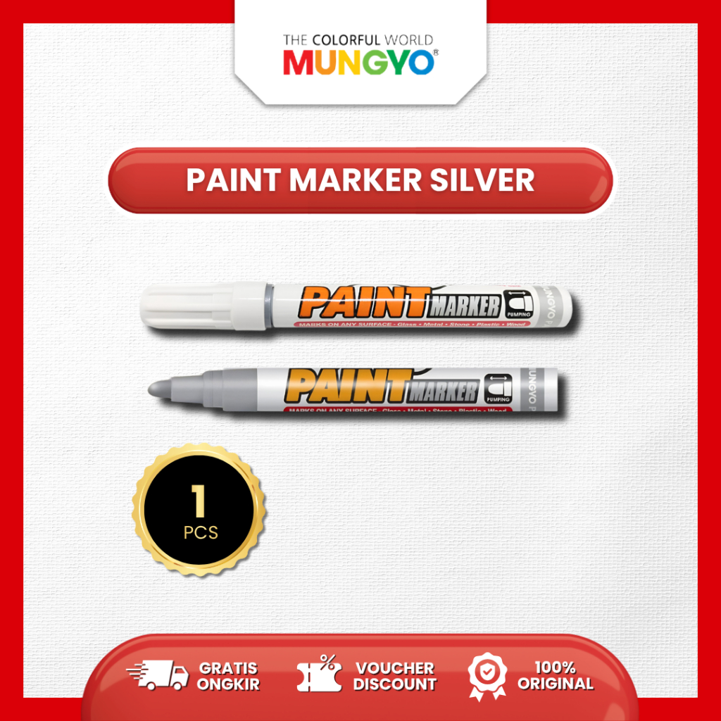 Mungyo Official - Paint Marker Silver / Spidol Ban Motor Mobil Anti Air / Spidol Cat Multifungsi