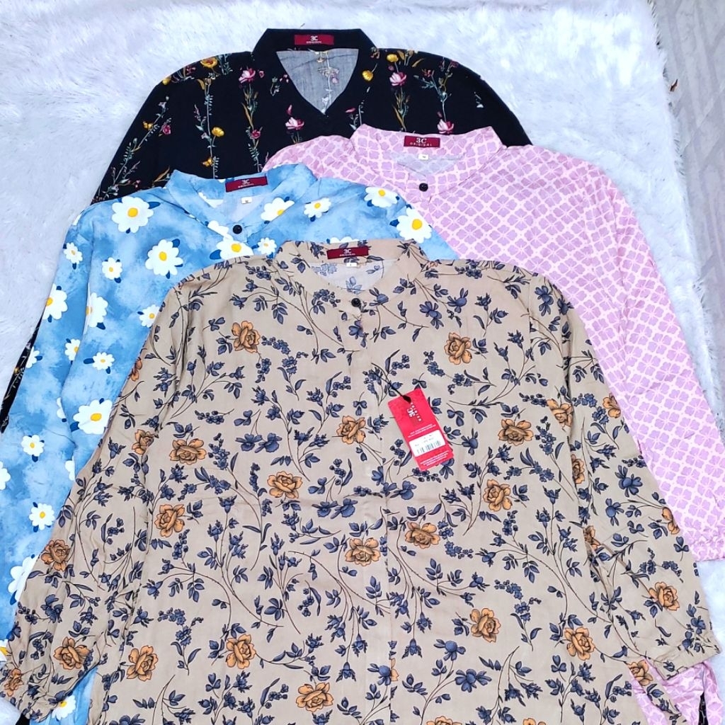 GAMIS 3C ORIGINAL DEWASA BAHAN RAYON ADEM FULL MOTIF, DASTER PANJANG LENGAN PANJANG, DRESS PANJANG 0