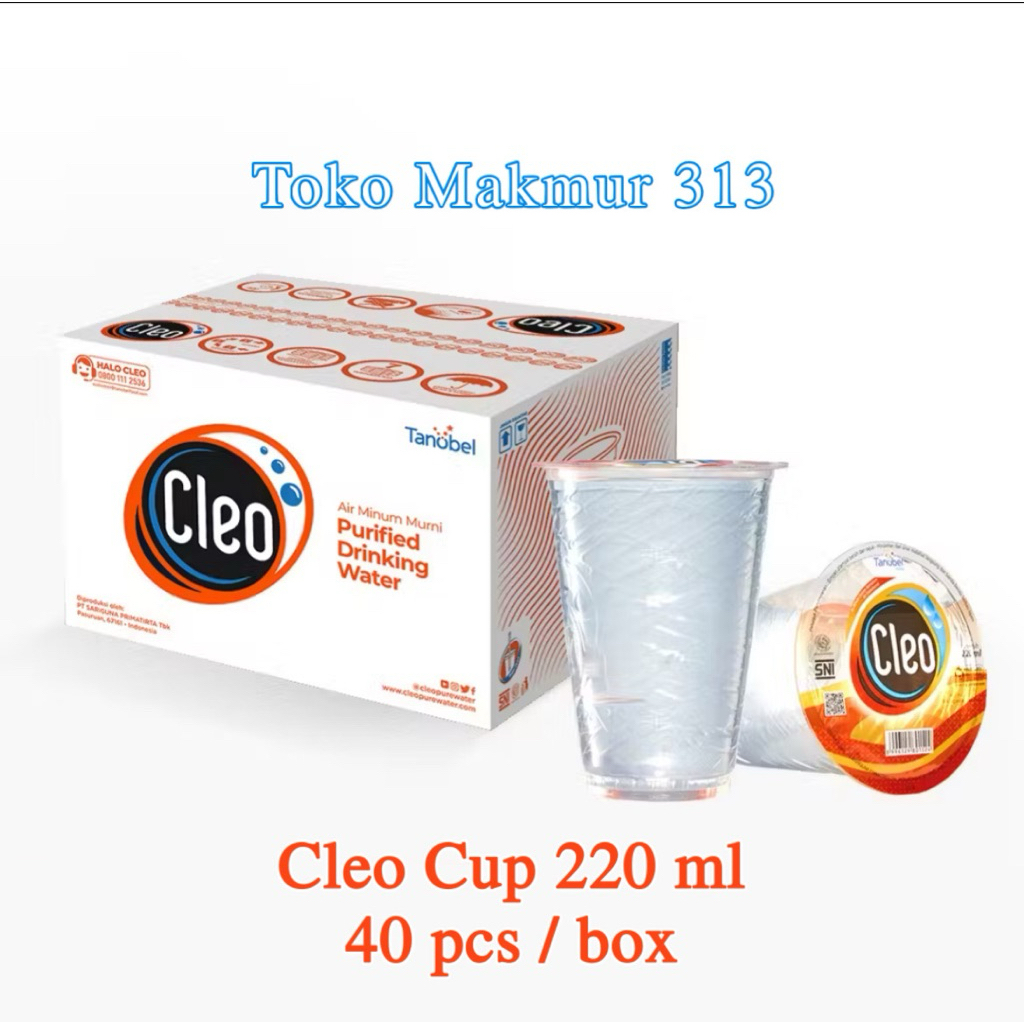 Cleo Air Murni Cup 220ml (Karton isi 40 Pcs) - Cleo Gelas