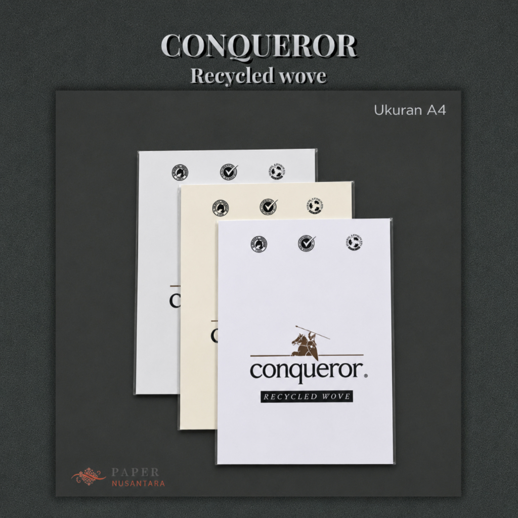 [10 Lembar] Kertas Import Conqueror Recycled Wove Ukuran A4 | Kertas Fancy Impor Sertifikat Piagam K