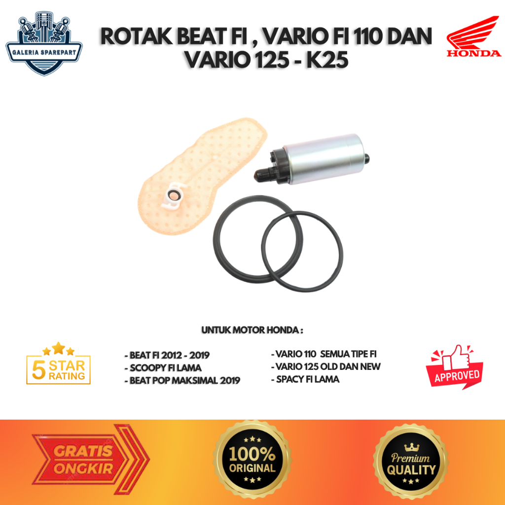 Rotak beat fi -Fuel Pump Honda Beat FI Vario 125 Original Plug and Play KZL