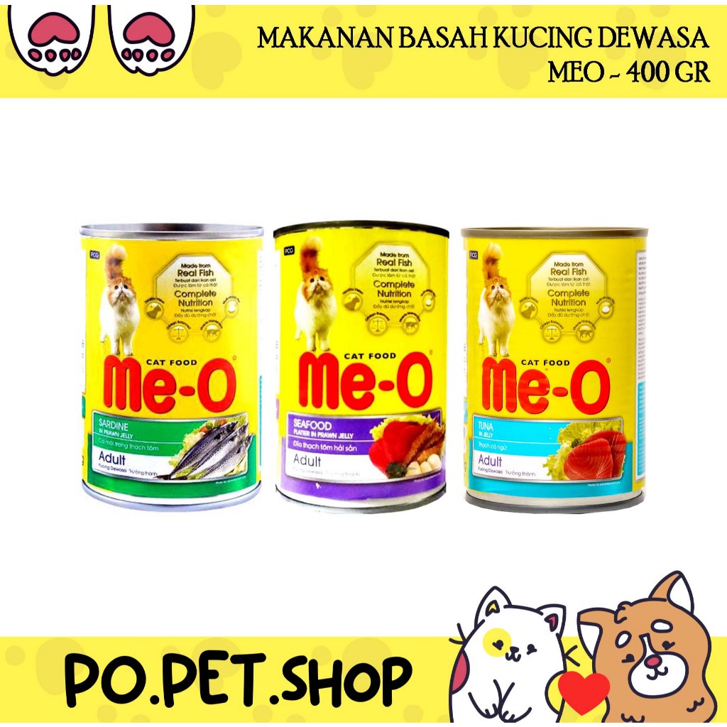 MAKANAN BASAH KALENG KUCING DEWASA MERK MEO 400GR