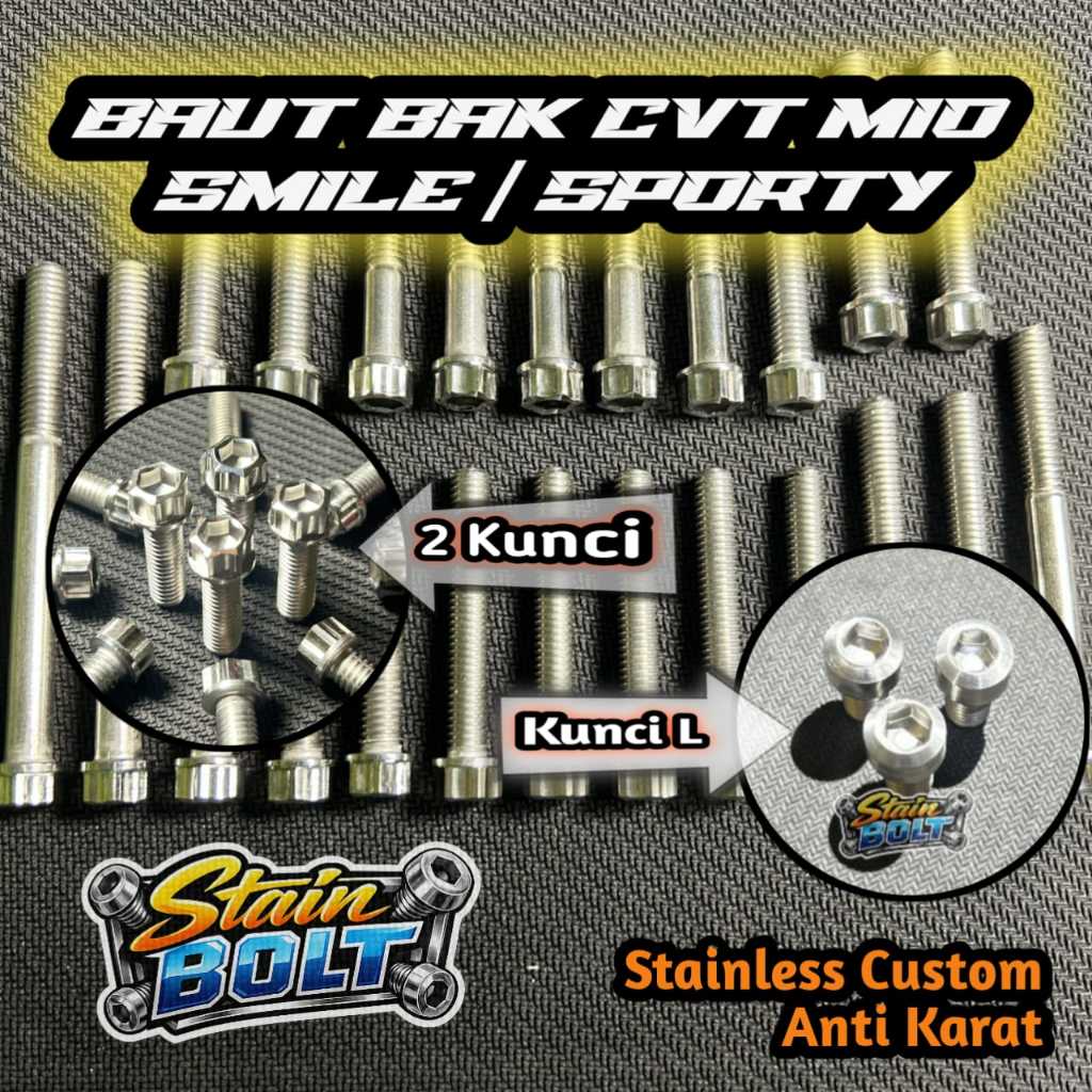Baut Bak CVT Mio Sporty Mio Smile Mio 5TL Stainless Custom Titanium Probolt Anti Karat