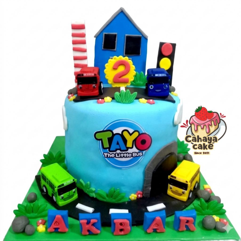 Kue Ulang Tahun Tayo / Kue Ultah Karakter Tayo / Tayo Cake / Buss Tayo Cake