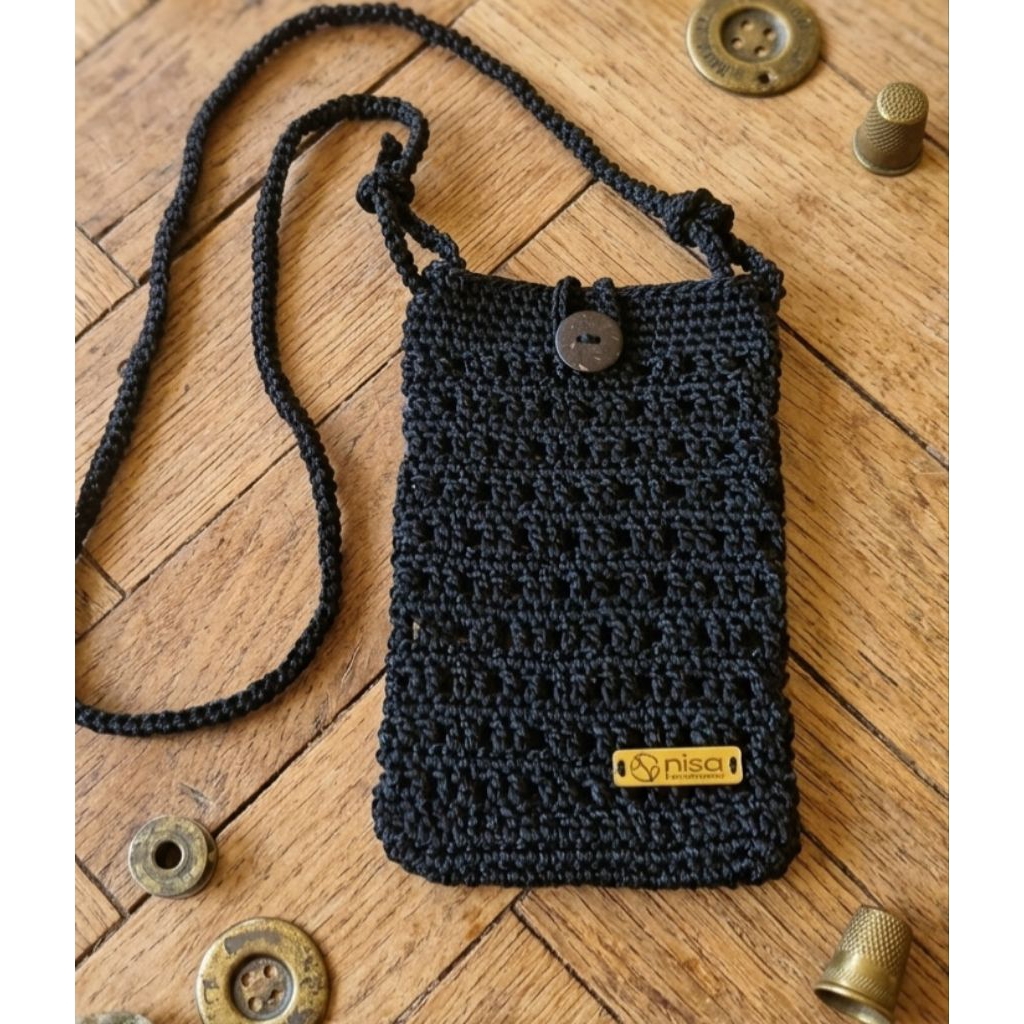 Tas Selempang Rajut Wanita - Tas Kecil, Tali Panjang, Desain Elegan