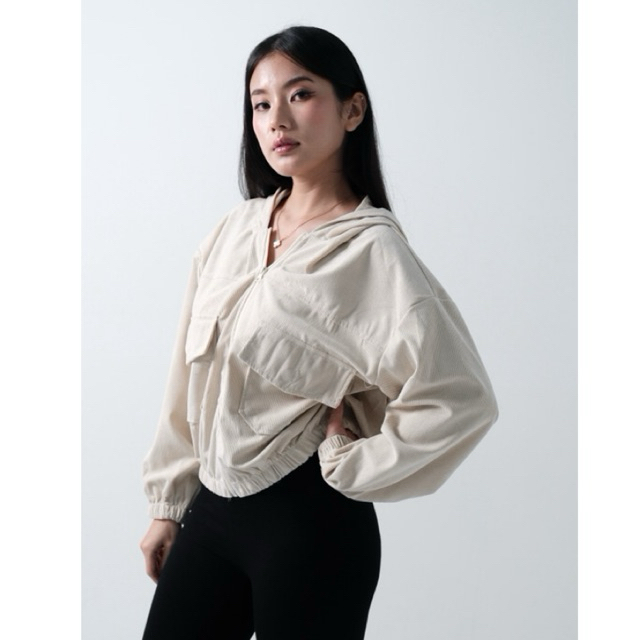 ZHOU CORDUROY HOODIE JACKET - magnificlo | jaket corduroy wanita | jaket oversize wanita | jaket tre