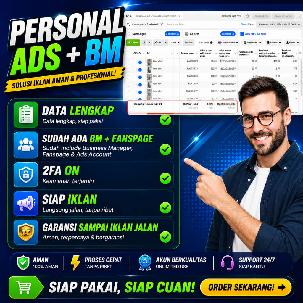 Akun FB Facebook Ads Personal dan BM Siap Pakai GARANSI Sampai IKLAN JALAN