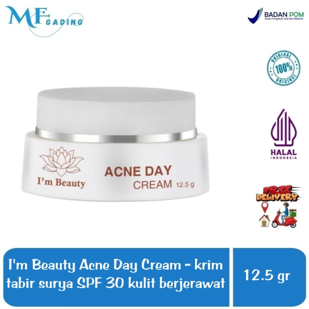 I'm Beauty Acne Day Cream - krim tabir surya pencerah pelembab kulit wajah berjerawat - sunblock SPF