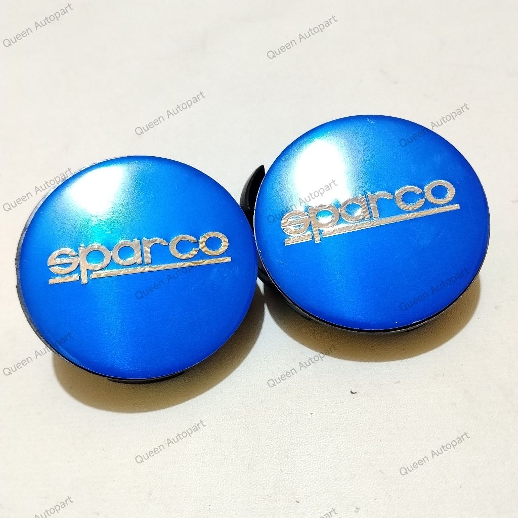 Dop roda tutup velg mobil racing Biru logo Sparco diameter 6cm