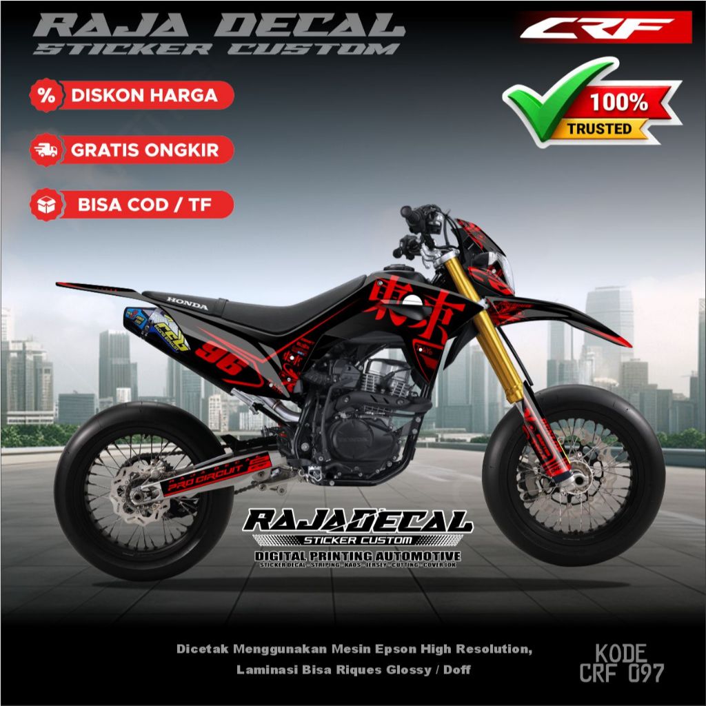 Decal Sticker CRF 150L Full Body Stiker Dekal CRF Motif Tokyo Japanesse Kode 097