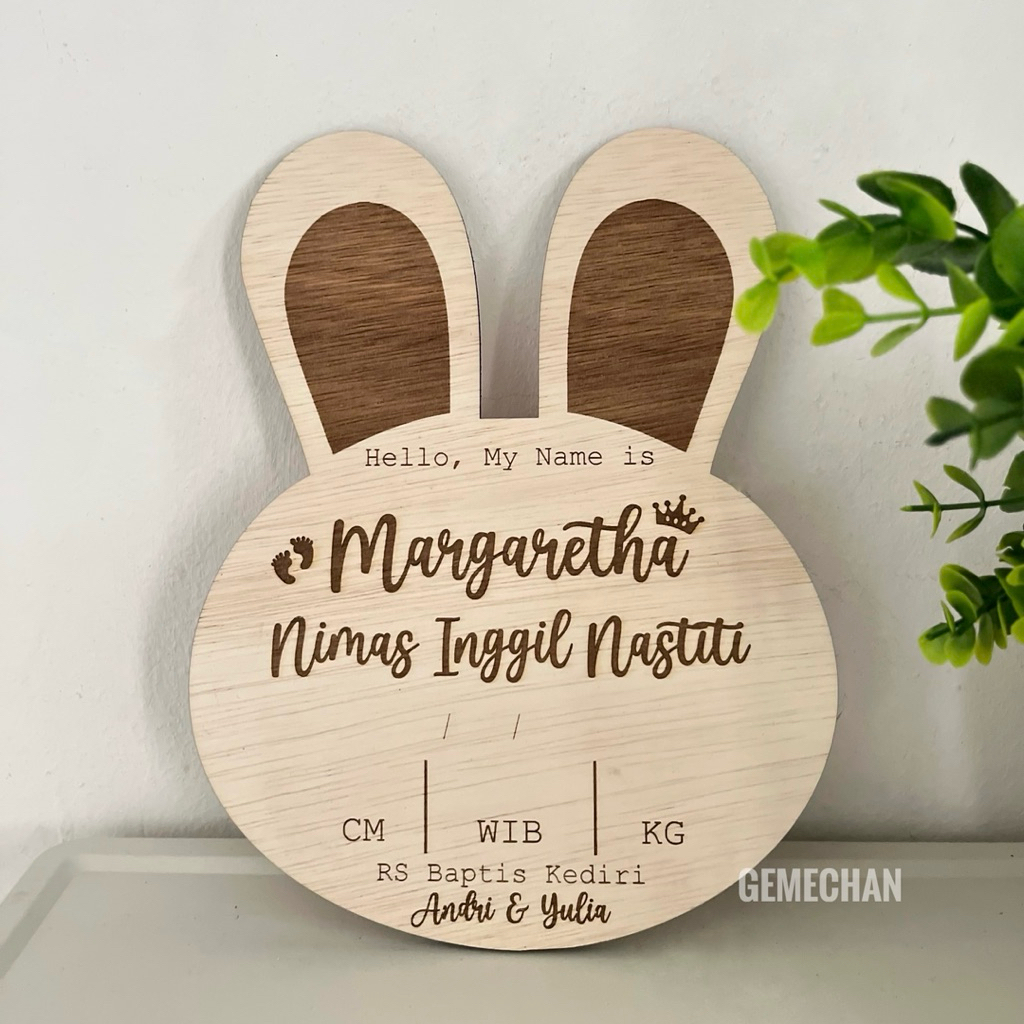BOARD KAYU KELINCI | PAPAN NAMA BAYI