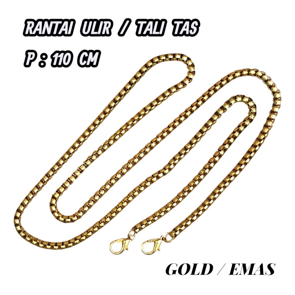 Tali selempang tas / Rantai ulir panjang 110 cm / Aksesoris tas elegan