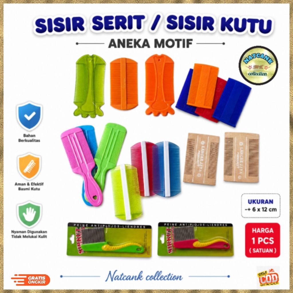Sisir Kutu Serbaguna Anti Kutu Rambut Bahan Plastik | Kayu | Besi