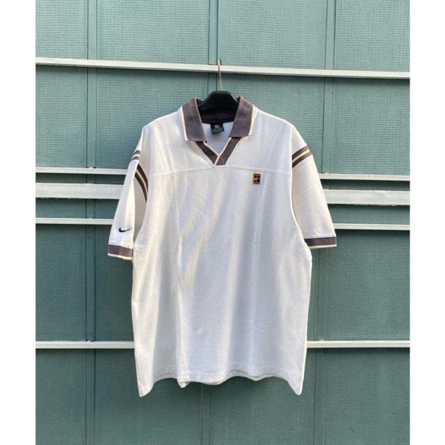 vintage nike court polo shirt tipped centang