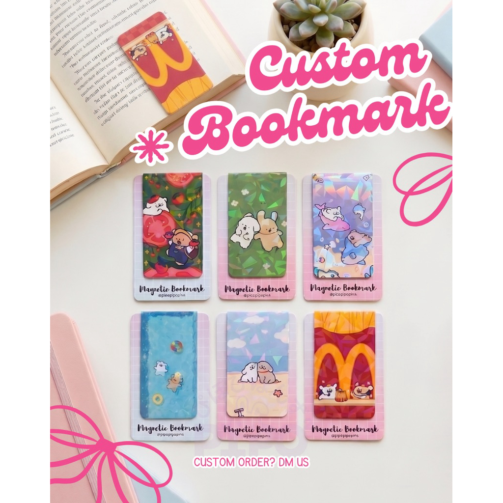 CUSTOM Magnetic Bookmark|Pembatas buku Magnet Custom